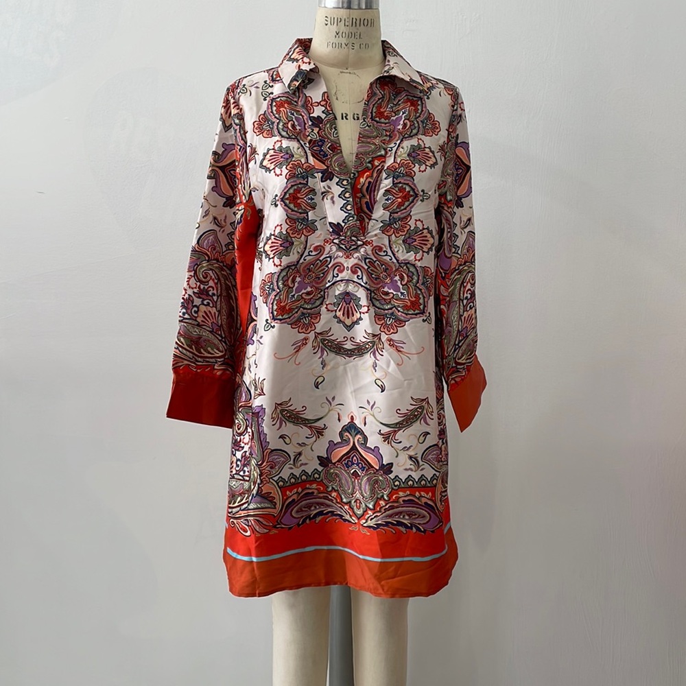 Paisley Printed Satin Tunic